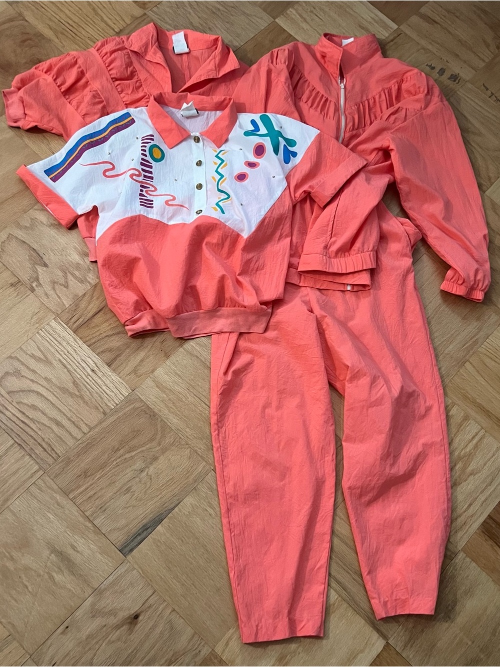 Vintage Coral Teddi Sport 4pc Windbreaker Set